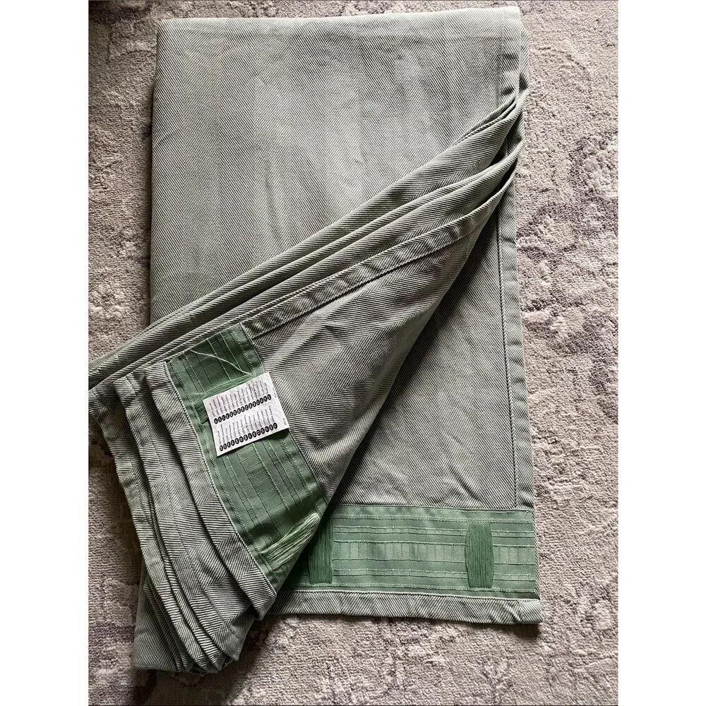 Ikea Herringbone Light Sage Green Curtain Panel set 55x98”